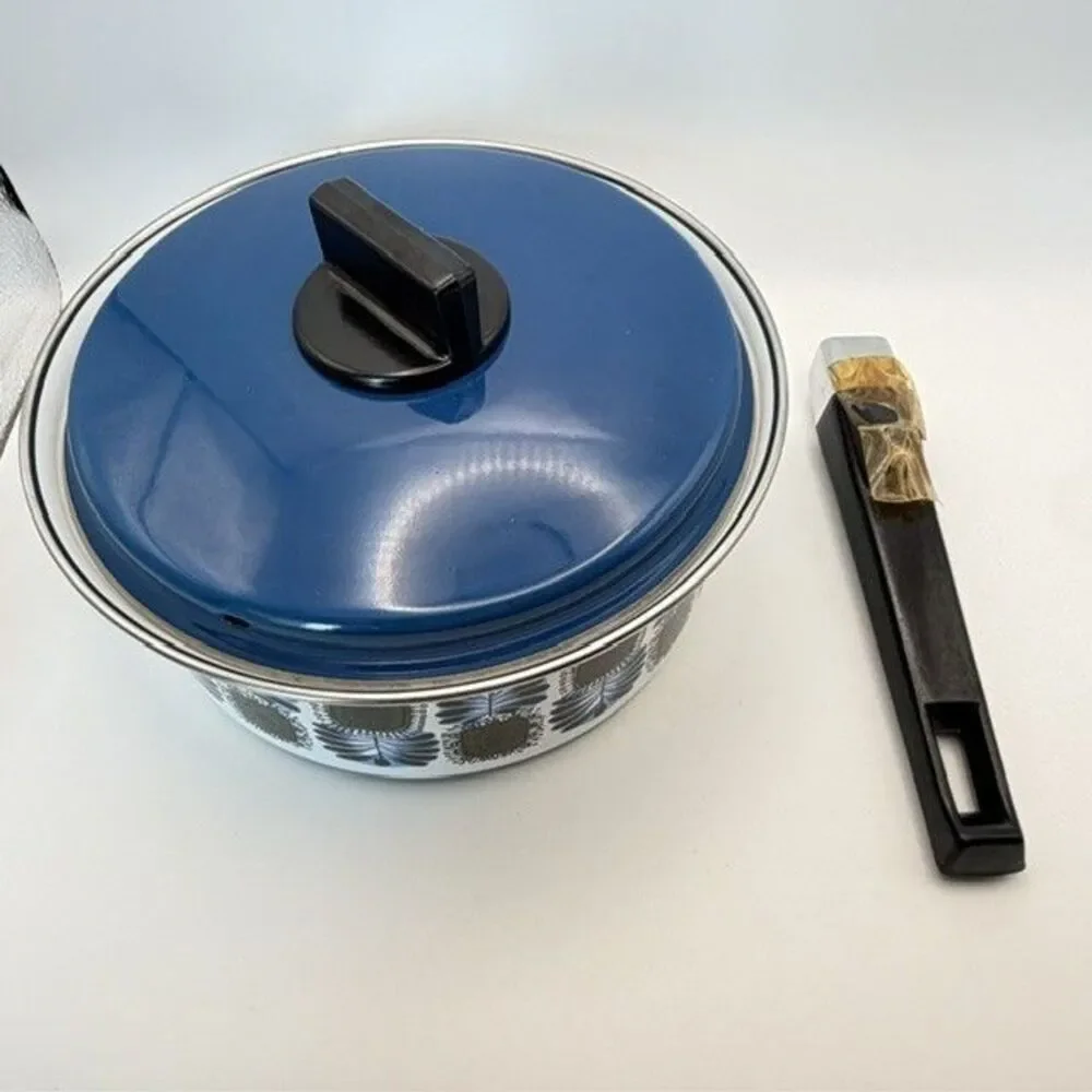 Austria Email Universal 7” Saucepan Enamel Peacock Blue Green ST-16 Vintage NEW